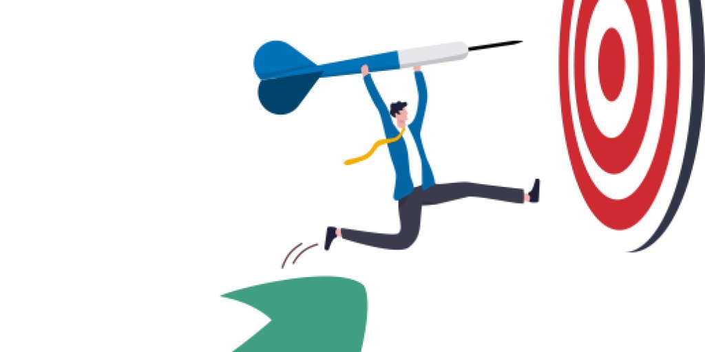 Illustration med darttavla och pil som ska symbolisera "mitt i prick"